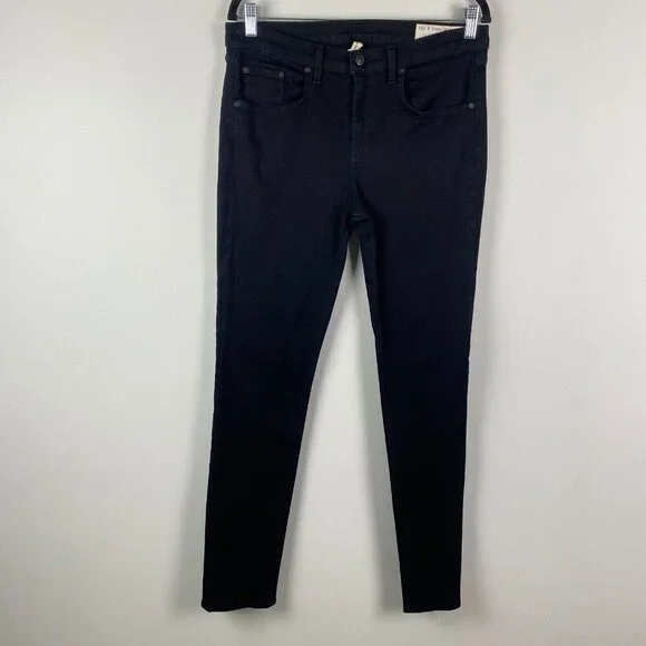 Rag & Bone High Rise Skinny Jeans in Black Coal Size 31 - Picture 1 of 12